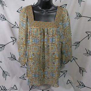 Charming Charlie BoHo Peasant Blouse Size S Sheer